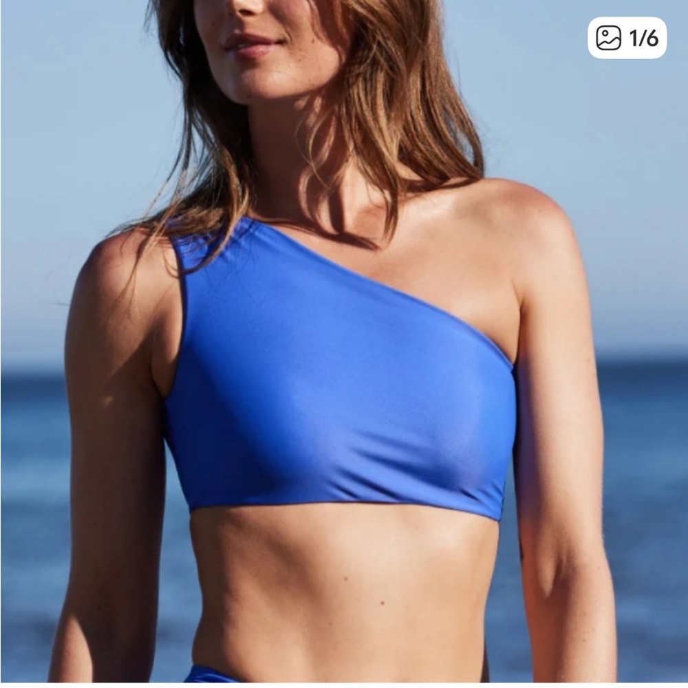 NWOT Summersalt One-Shoulder asymmetrical Bikini Top in Cobalt Royal Blue 10